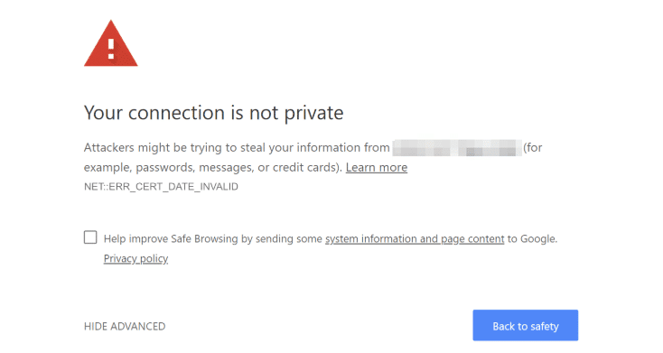 Connection Not Private message